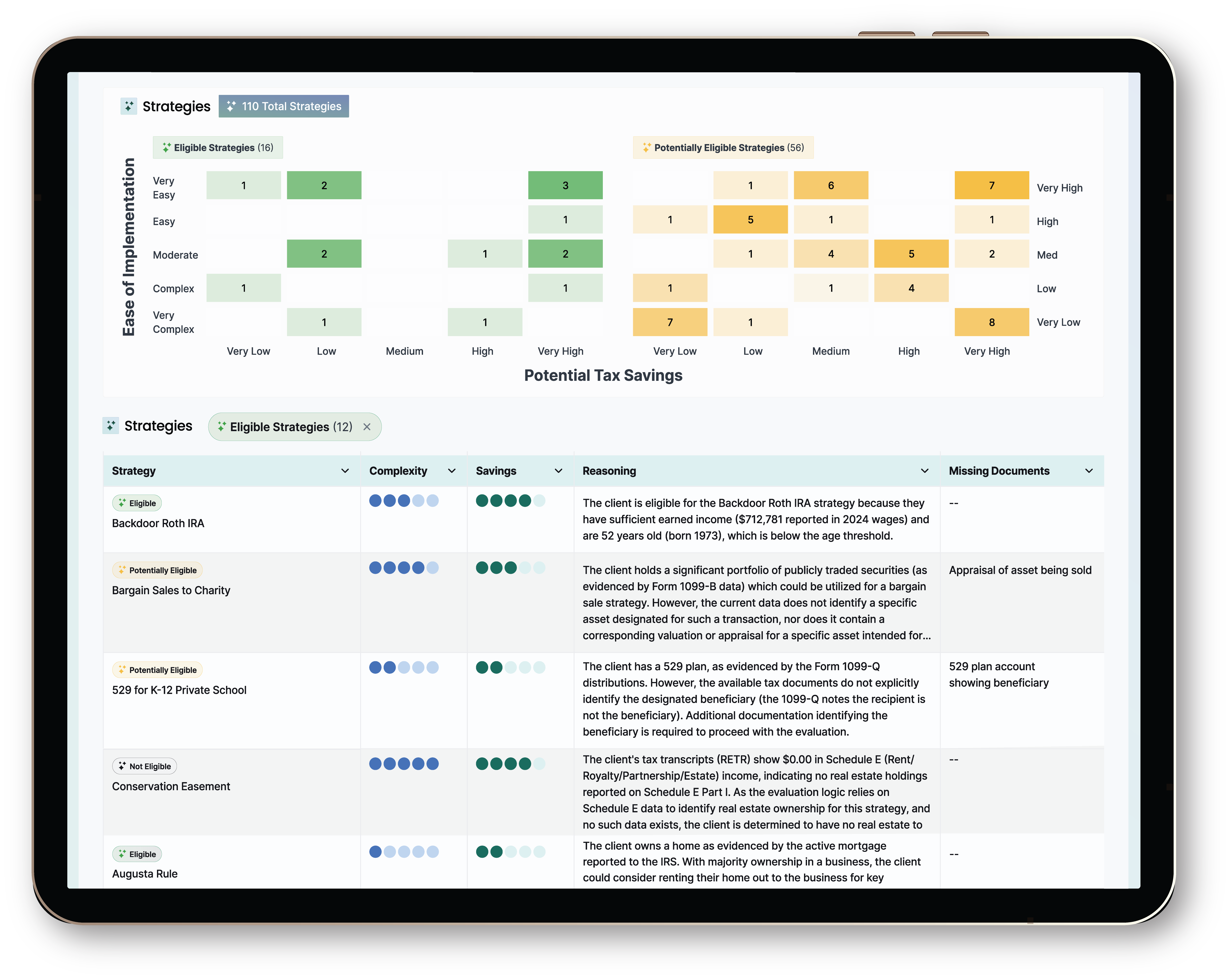 Tablet with Tax Strategies v2